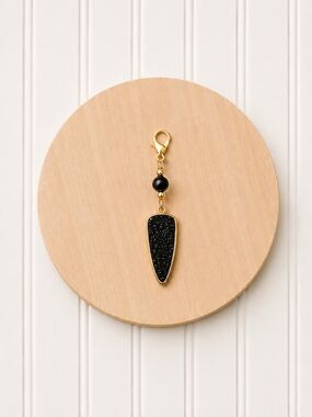 Gold and Black Druzy Phone Charm Keychain Charm
